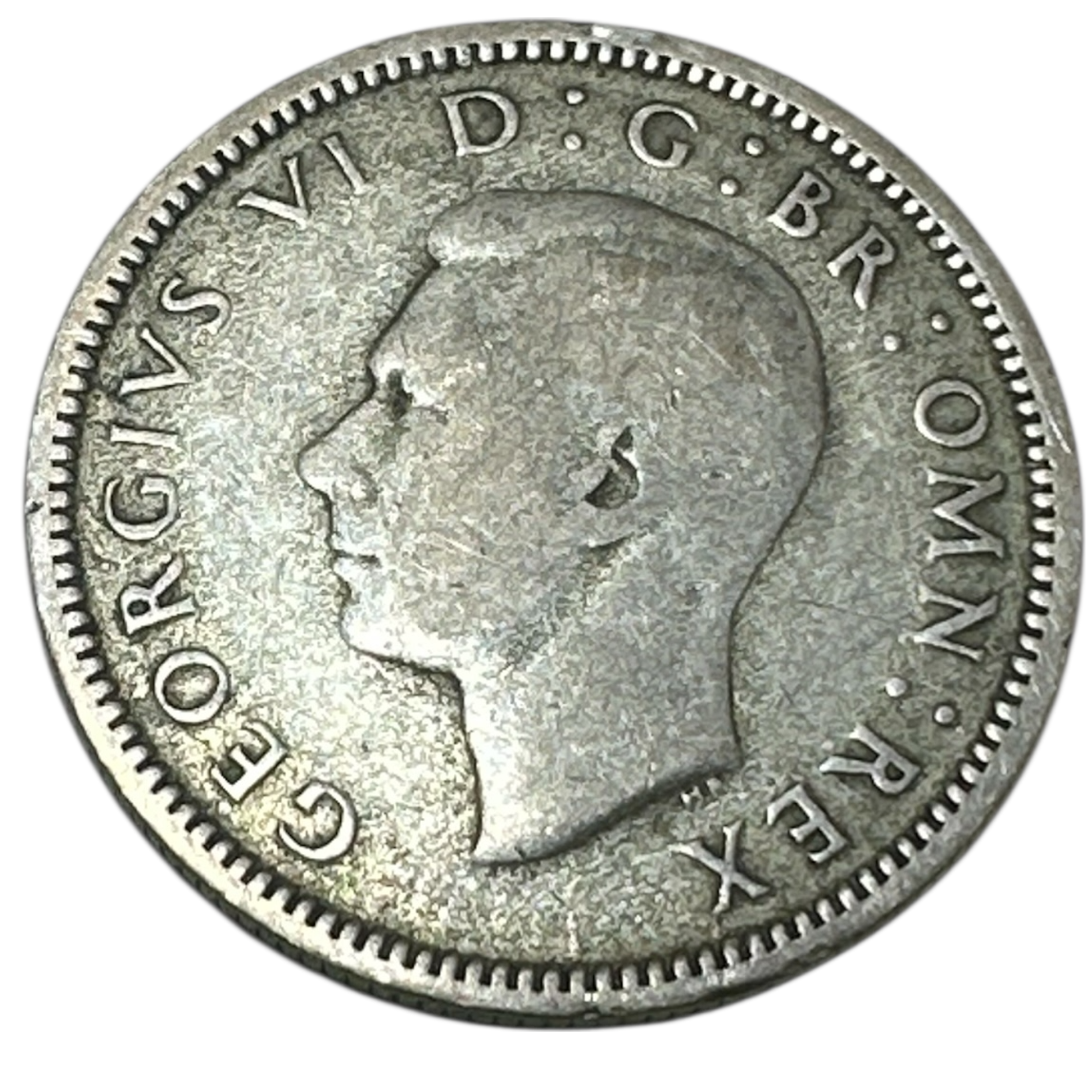 1939 King George VI Silver Sixpence Coin (6d) Crowned GRI Cypher Reverse London Mint