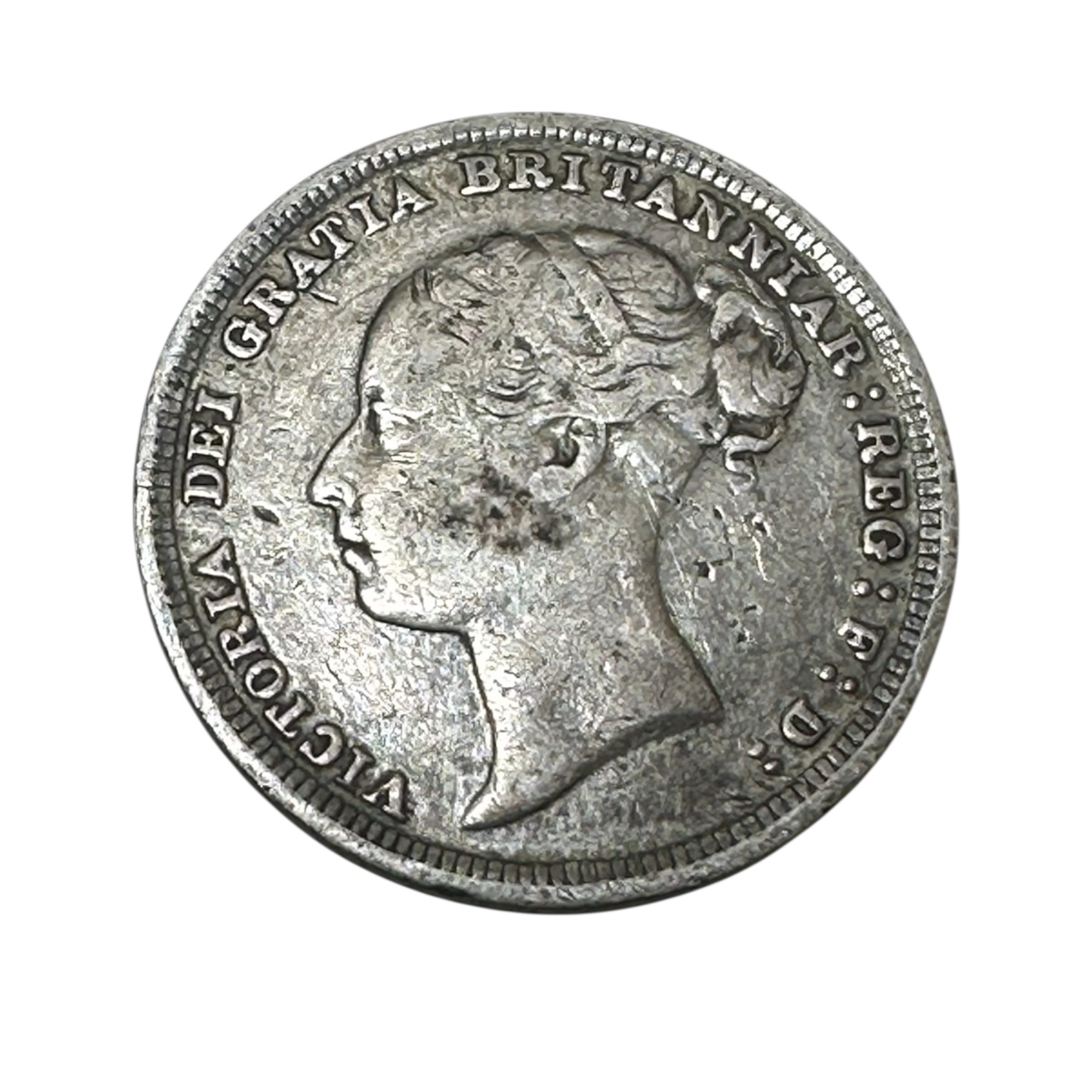 1886 Queen Victoria Silver Sixpence Coin (6d) Young Head Wreath Reverse London Mint