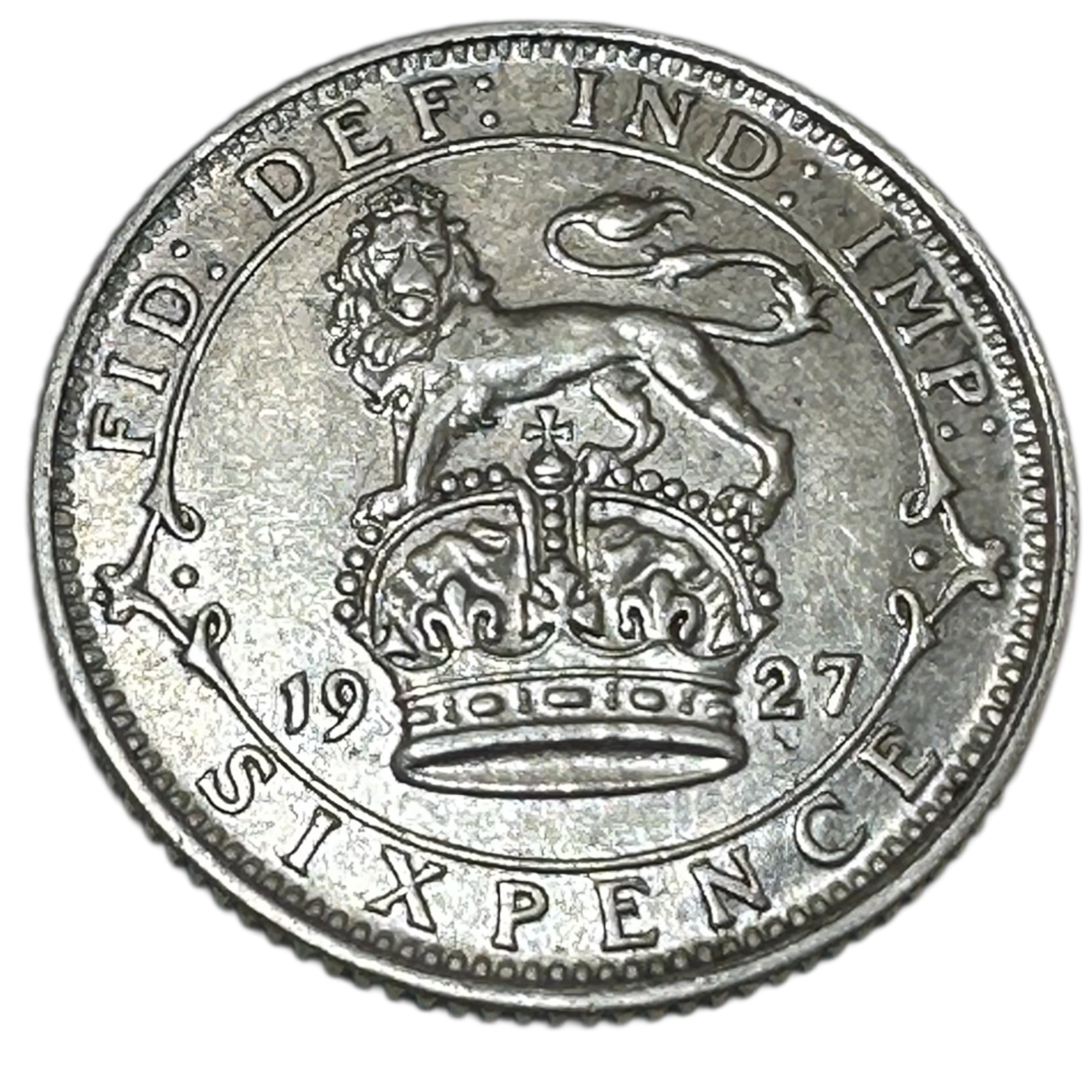 1927 King George V Silver Sixpence Coin (6d) Oak (Acorn) Reverse London Mint Extremely Fine