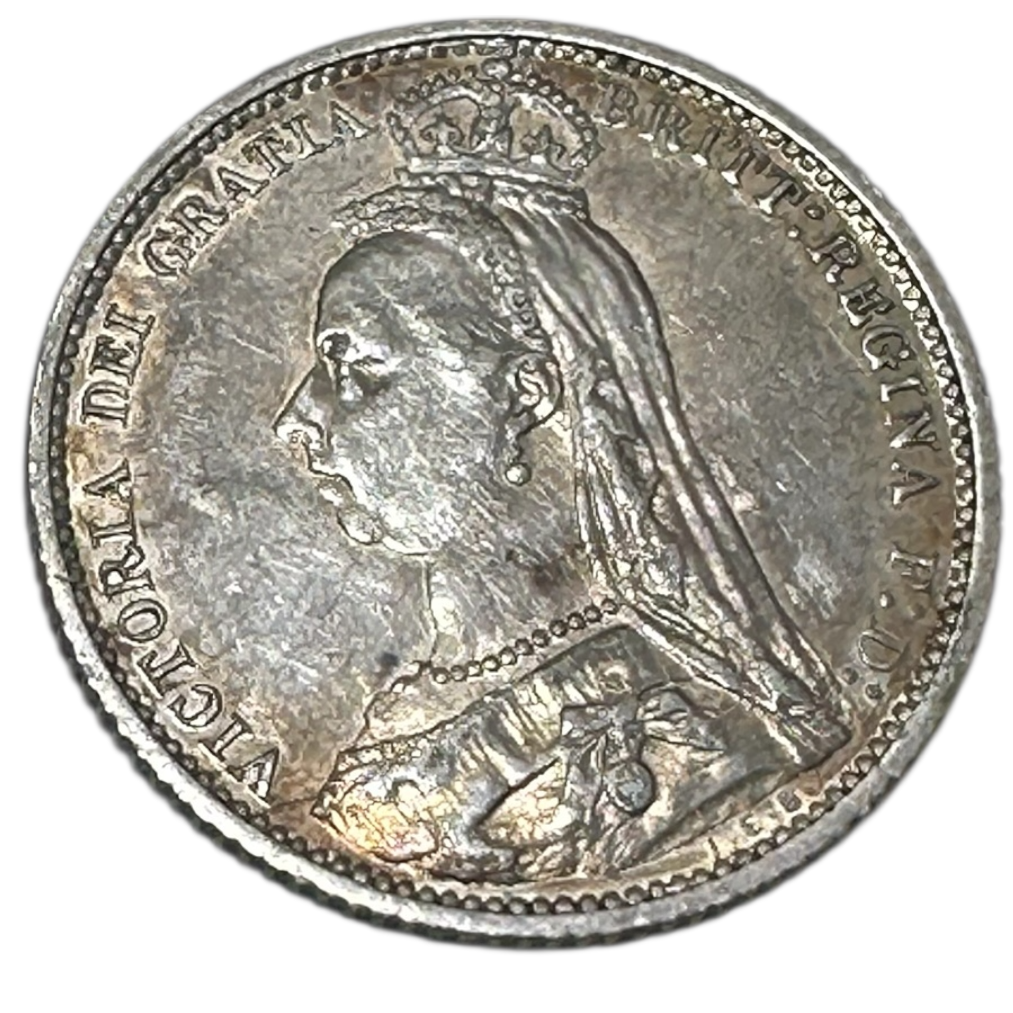 1888 Queen Victoria Silver Sixpence Coin (6d) Jubilee Head Wreath Reverse London Mint Very Fine