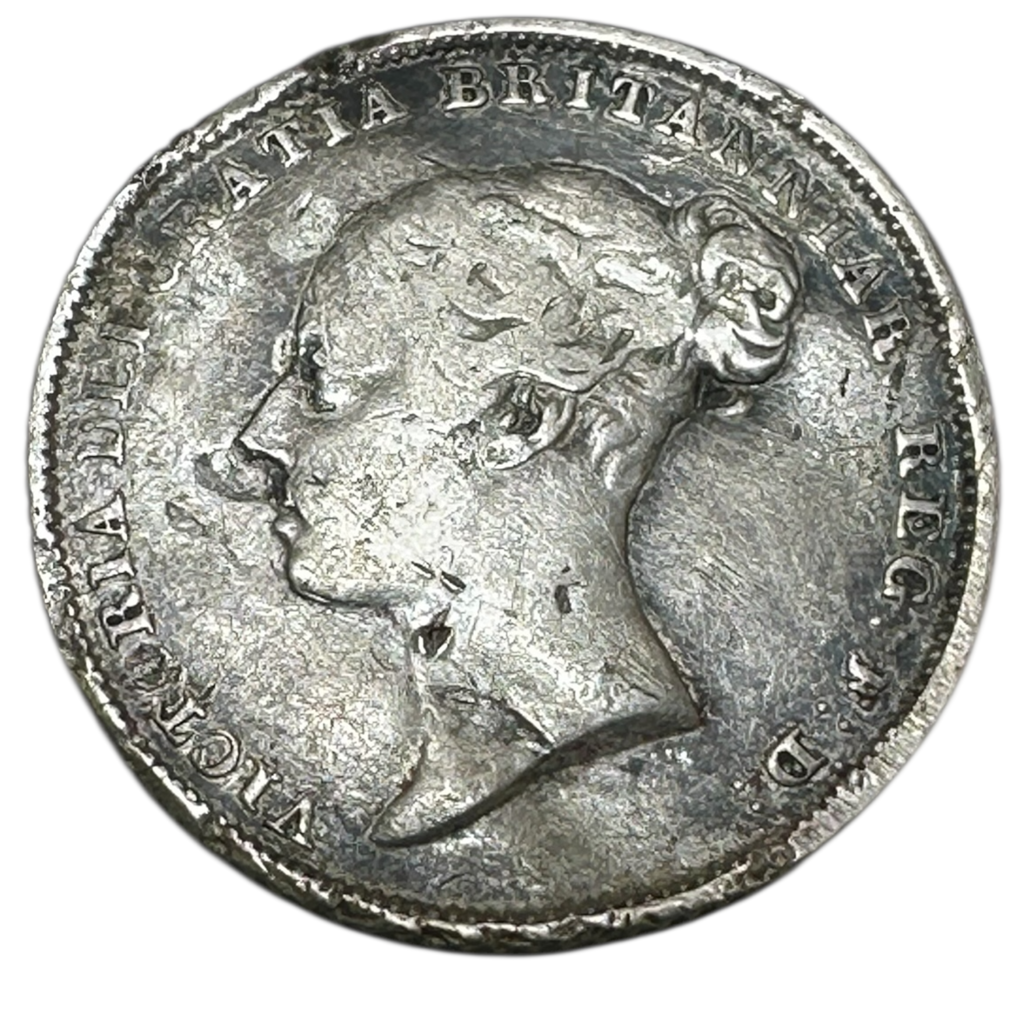 1843 Queen Victoria Silver Sixpence Coin (6d) Young Head Wreath Reverse London Mint Circulated