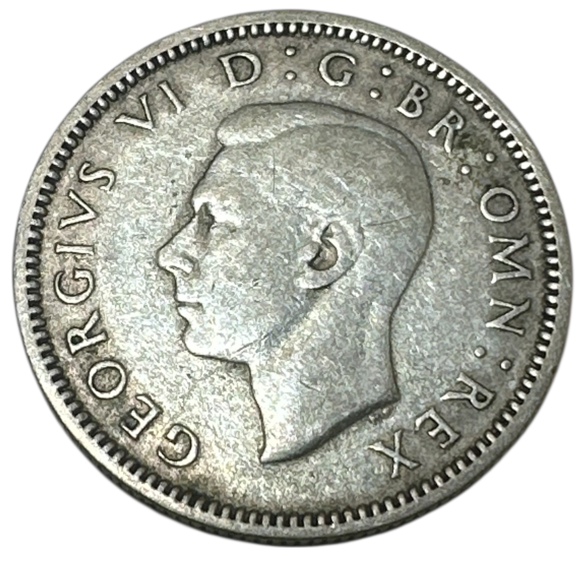1940 King George VI Silver Sixpence Coin (6d) Crowned GRI Cypher Reverse London Mint