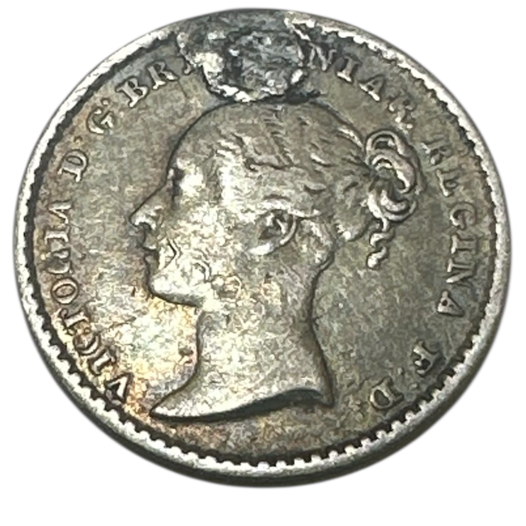 1863 Queen Victoria Silver Maundy One Penny Coin (1d) Young Head Maundy Issue London Mint