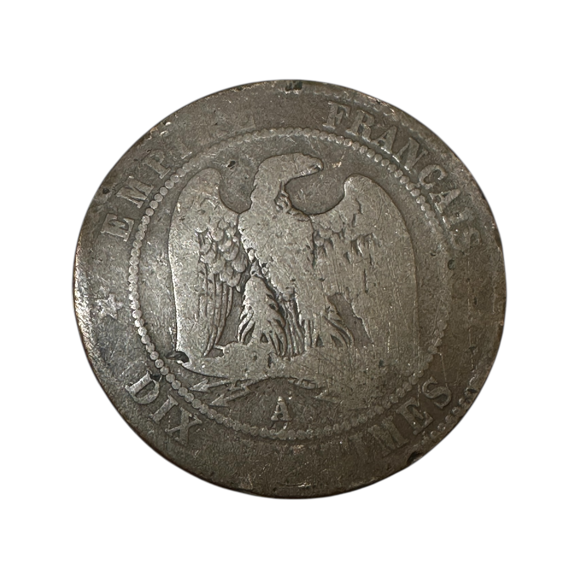 1865-A France 10 Centimes Napoleon III Fine Coin Paris Mint