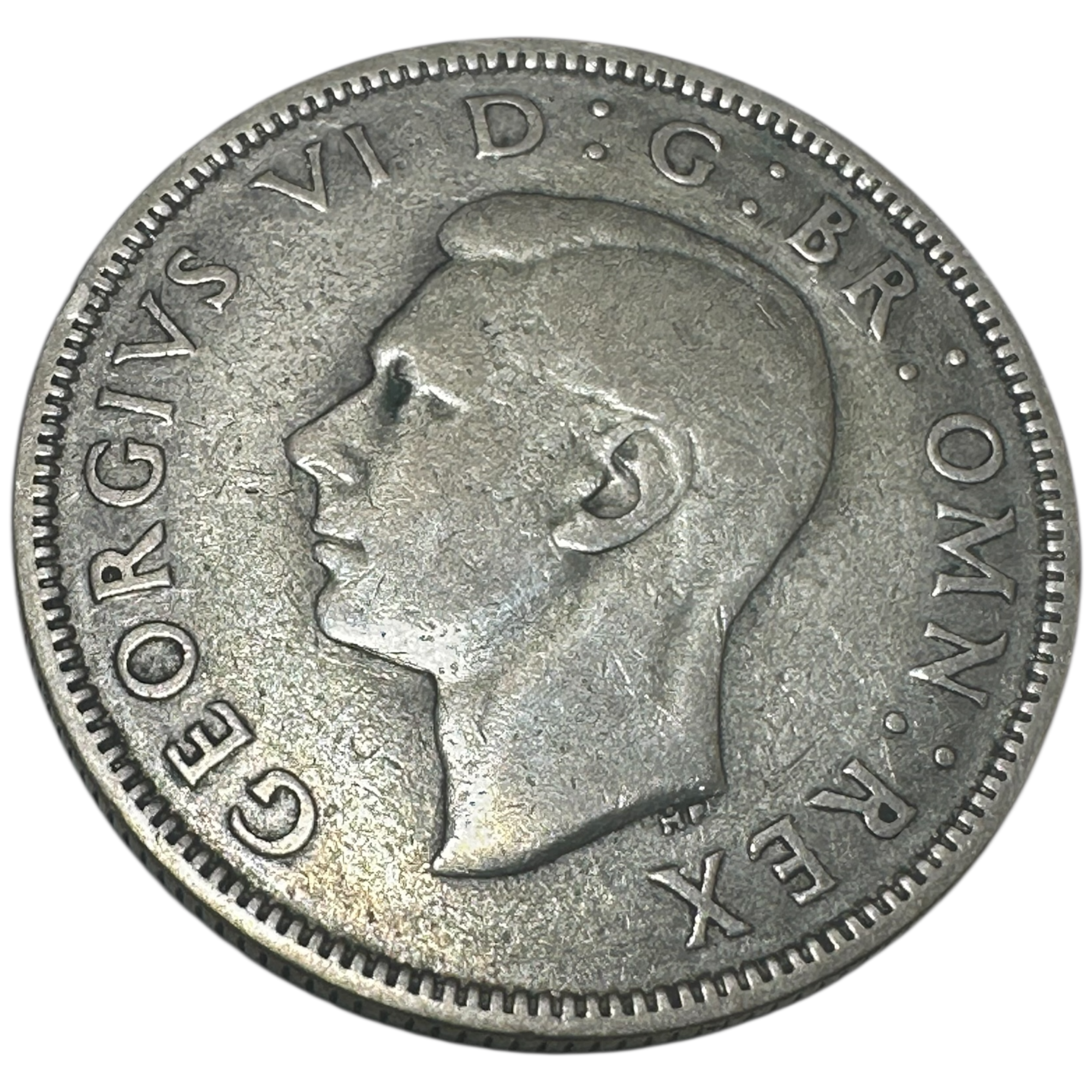 1939 King George VI Silver Florin (Two Shillings) Coin Rose Thistle Shamrock Reverse London Mint