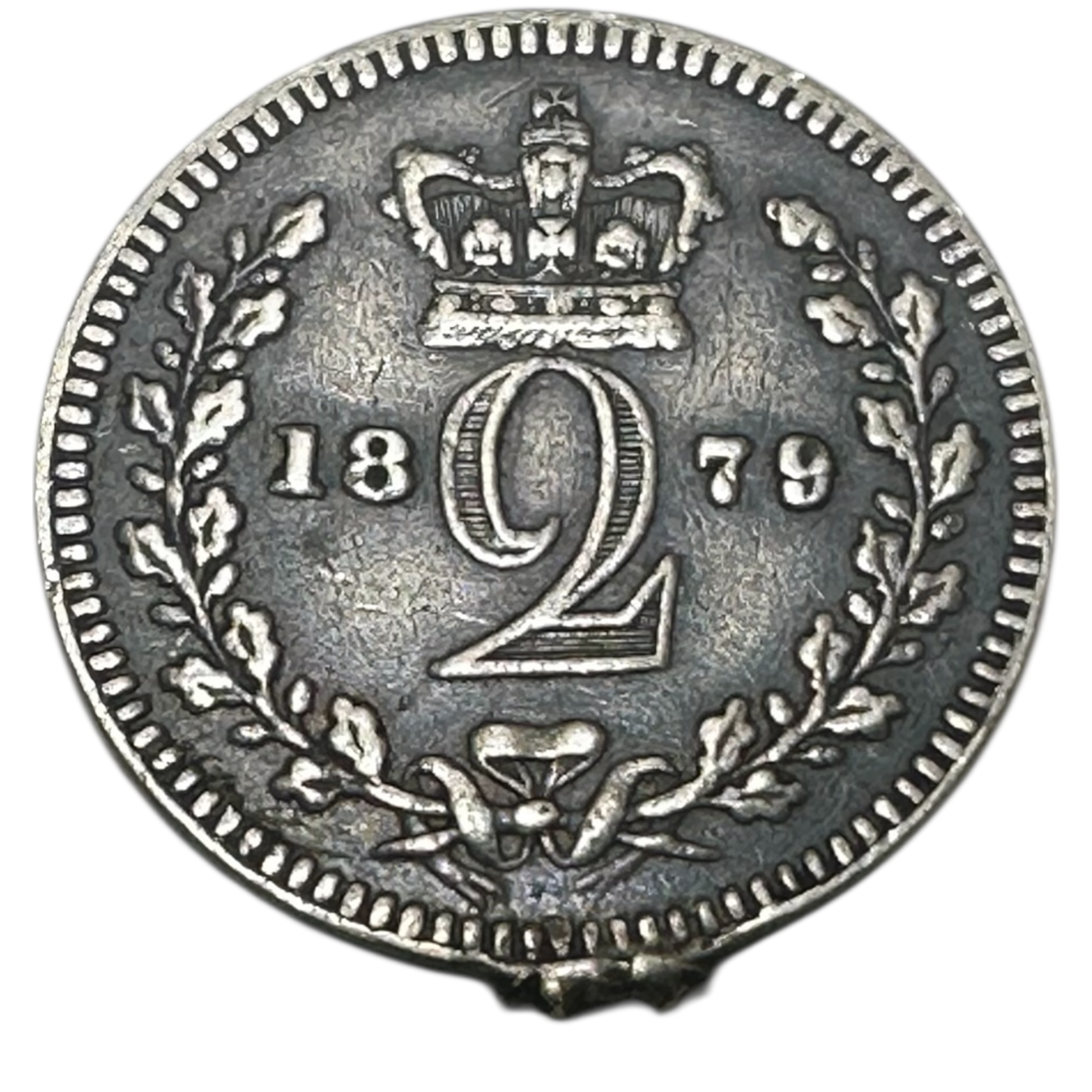 1879 Queen Victoria Silver Maundy Twopence Coin (2d) Young Head Maundy Issue London Mint