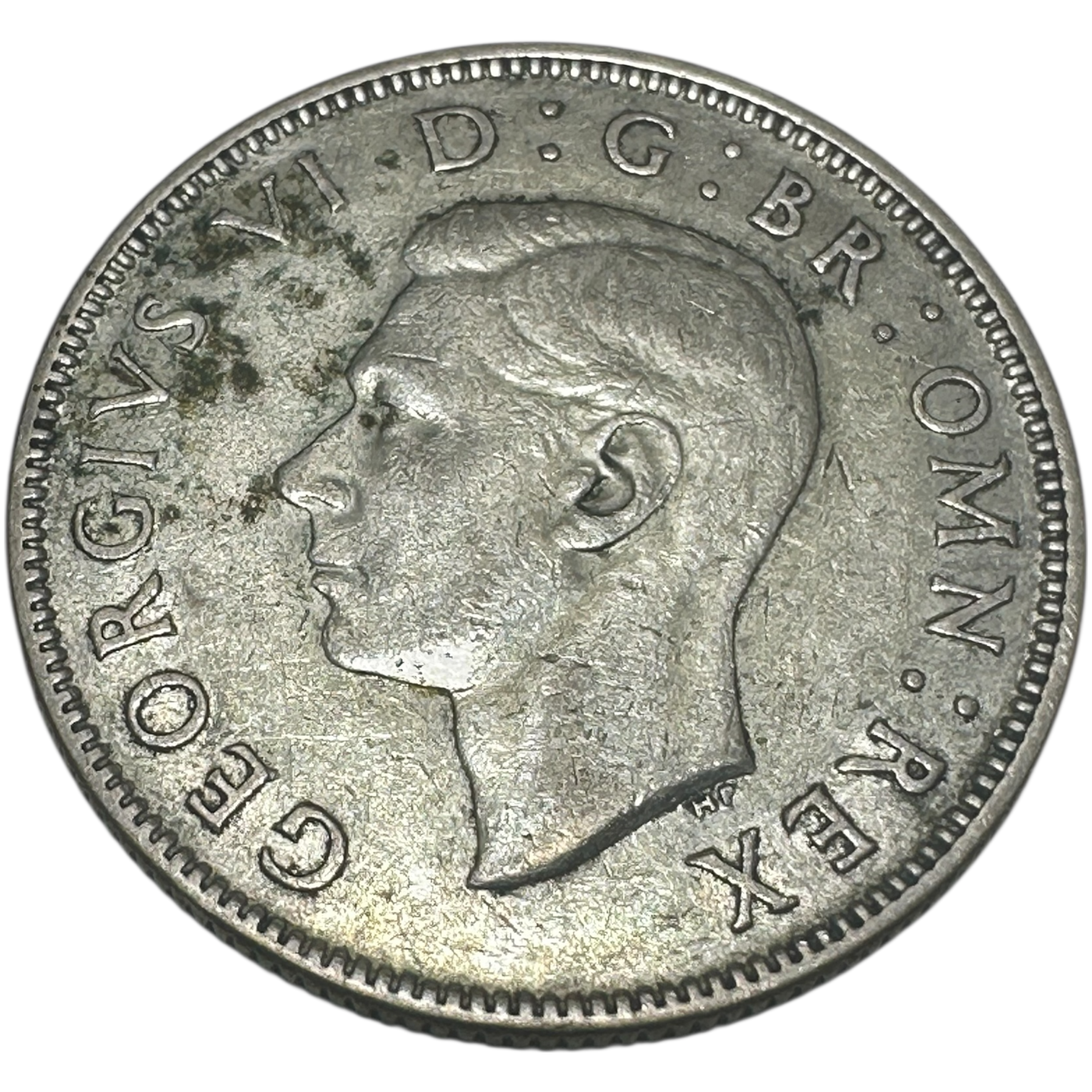 1944 King George VI Silver Florin (Two Shillings) Coin Rose Thistle Shamrock Reverse London Mint