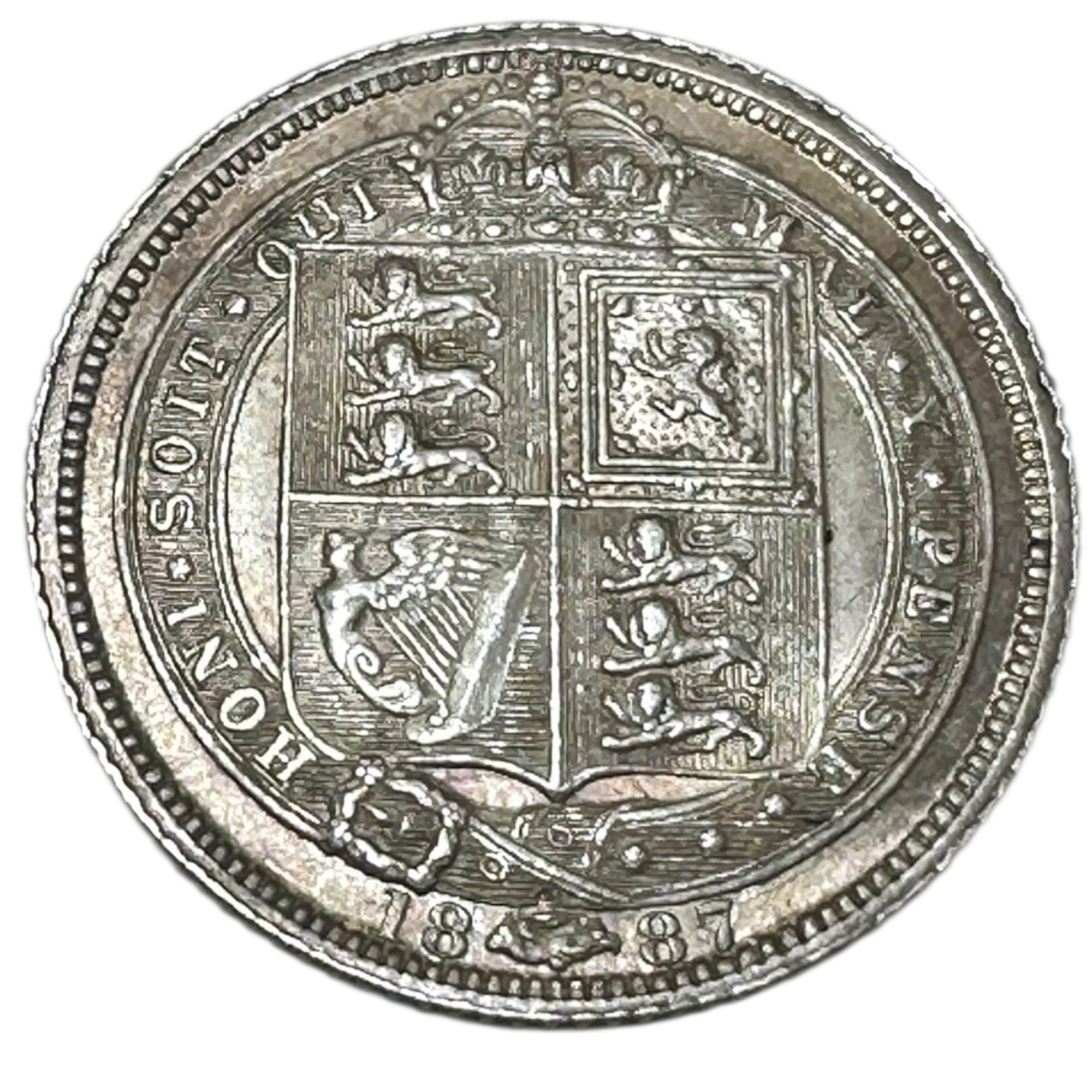 1887 Queen Victoria Silver Sixpence Coin (6d) Jubilee Head Shield Reverse London Mint Very Fine