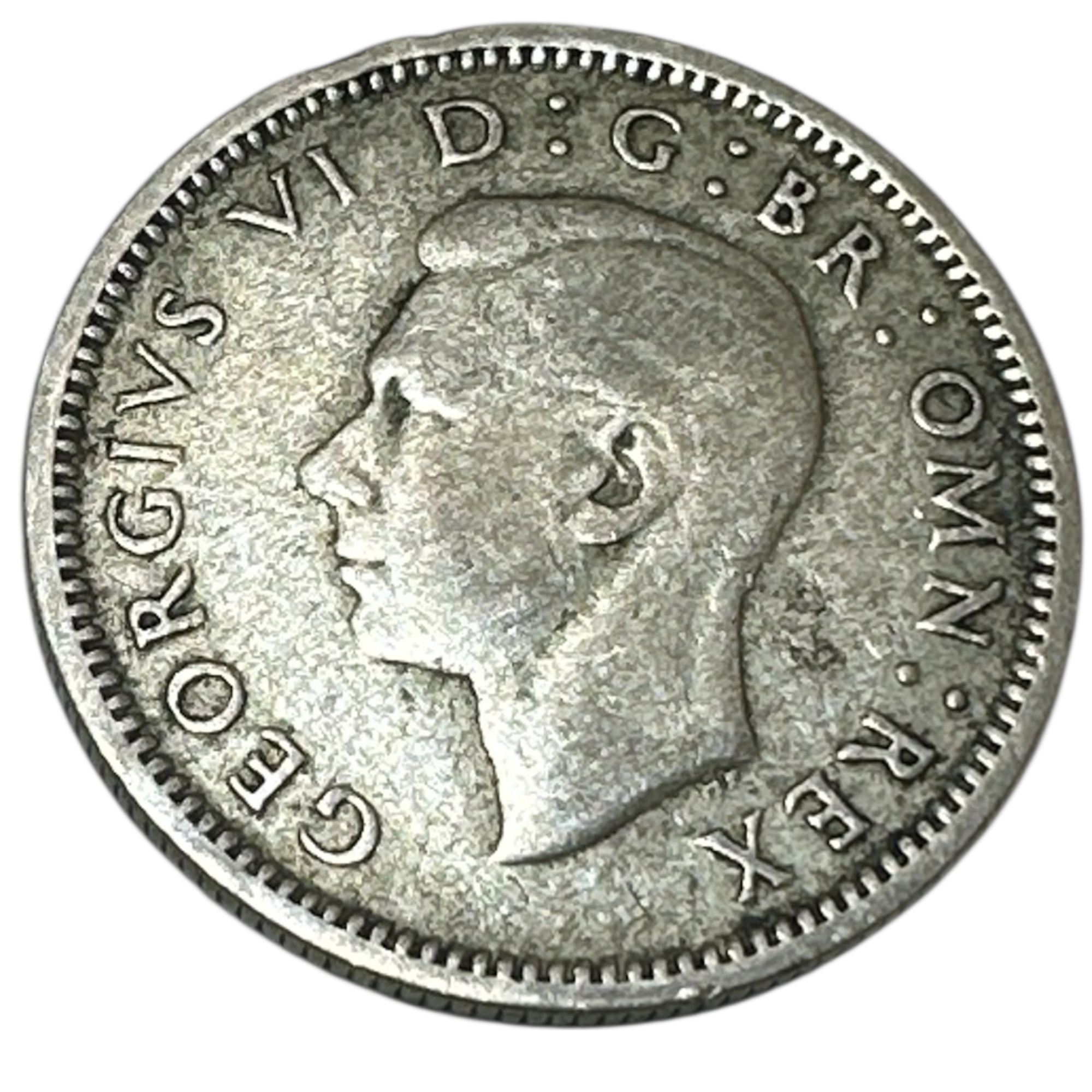 1937 King George VI Silver Sixpence Coin (6d) Crowned GRI Cypher Reverse London Mint
