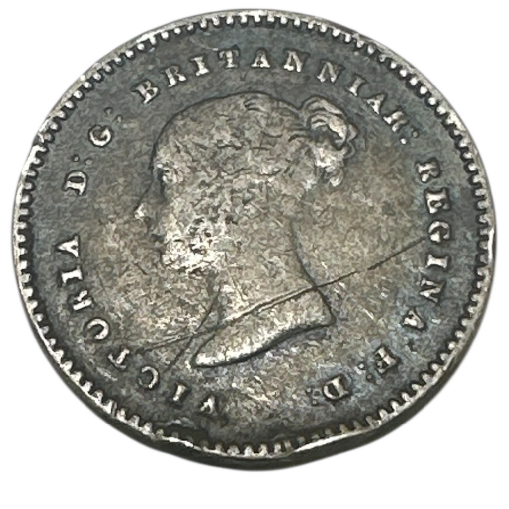 1838 Queen Victoria Silver Twopence Coin (2d) Young Head Maundy Type London Mint
