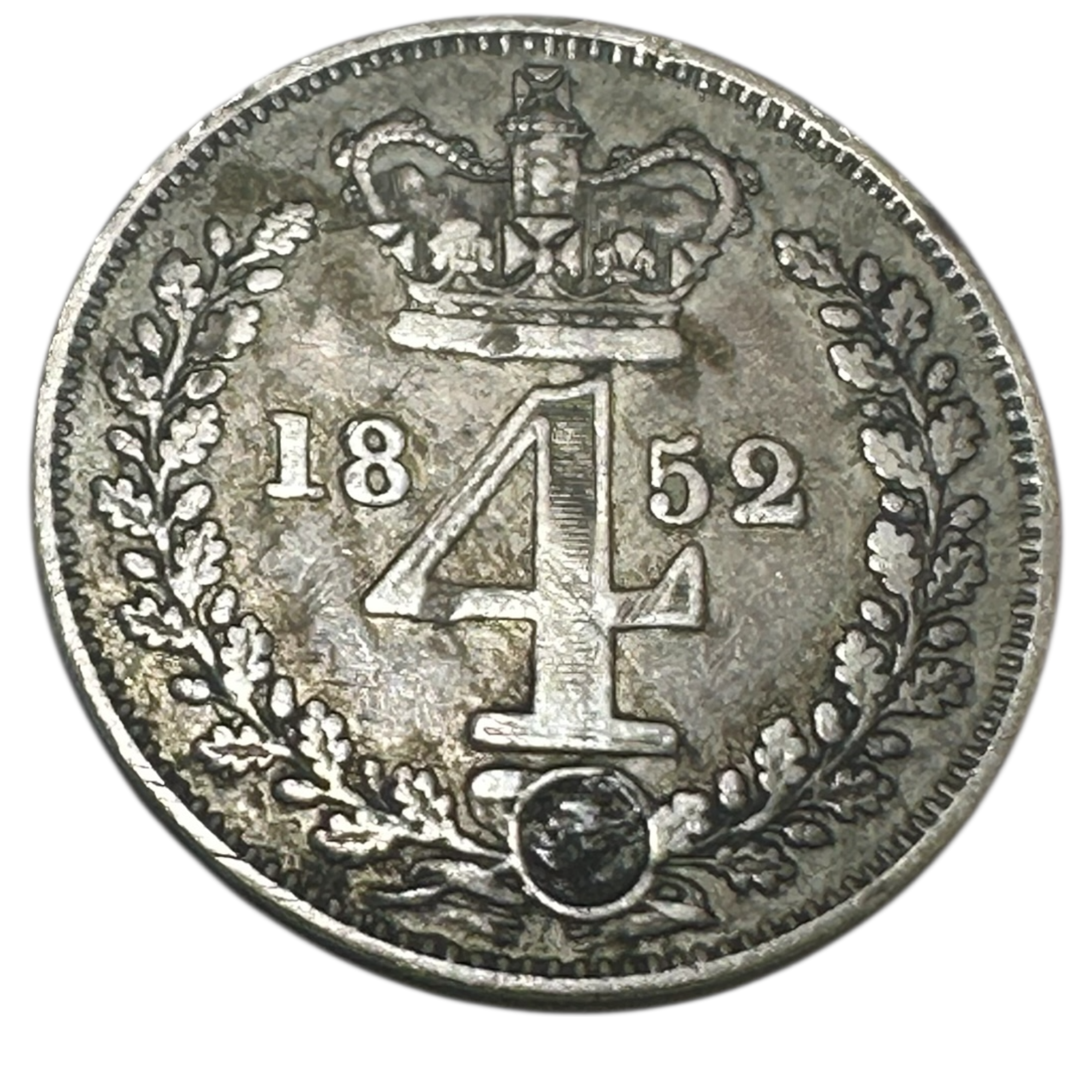 1852 Queen Victoria Silver Maundy Fourpence Coin (4d) Young Head Maundy Issue London Mint